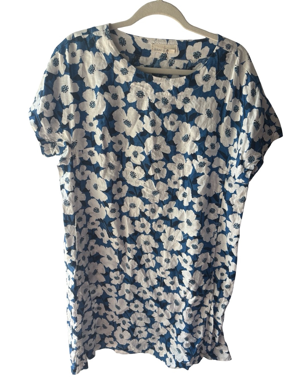 Seasalt Primary Dress in a Mallow Flower Cargo floral pattern 100% Linen Pockets - Picture 5 of 6